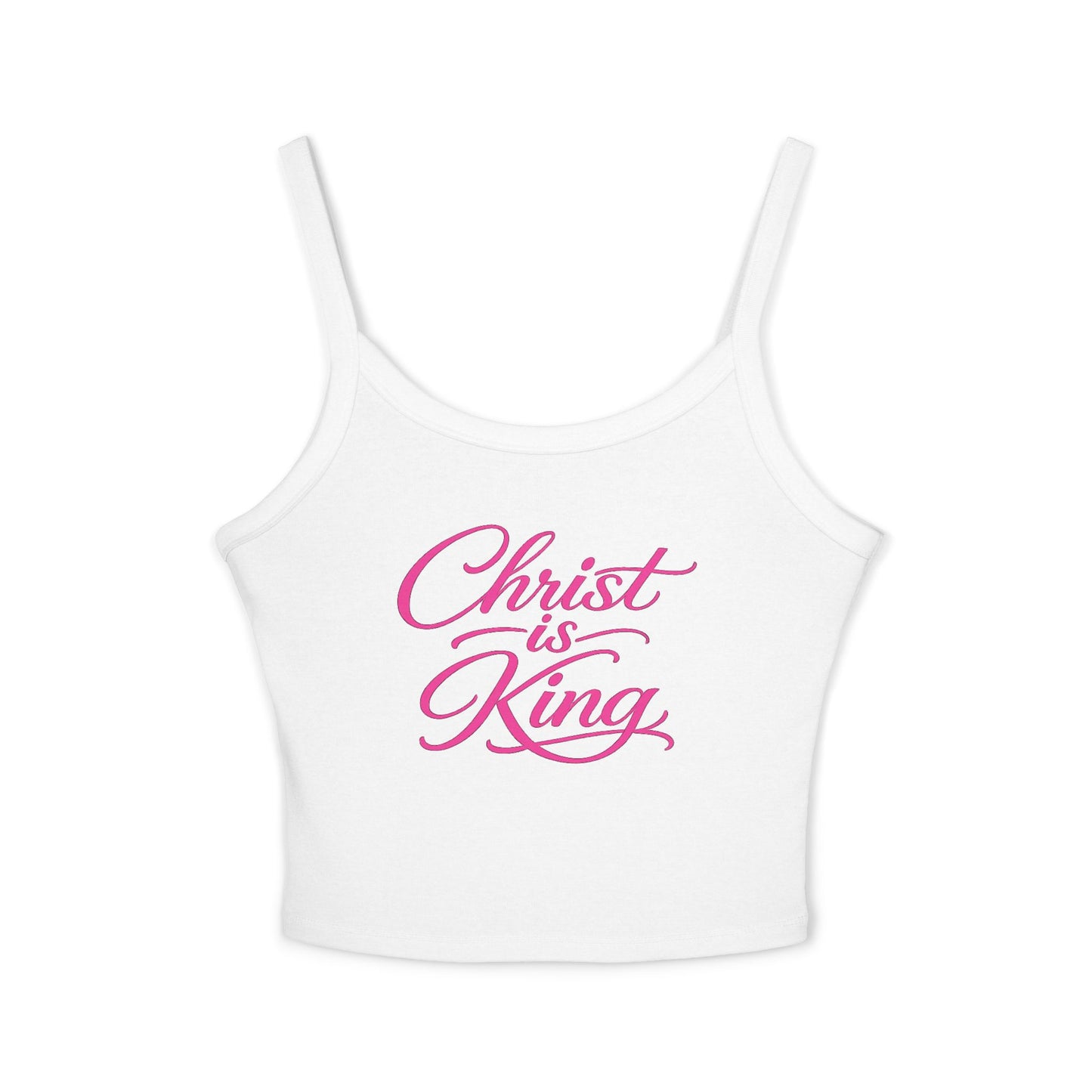 Christian Crop Tank Top "Christ is King" – Pink Script Spiritual Women’s Tank