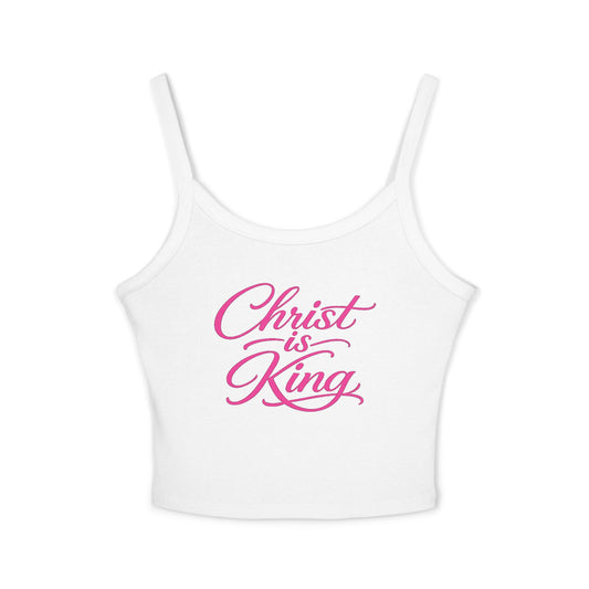 Christian Crop Tank Top "Christ is King" – Pink Script Spiritual Women’s Tank
