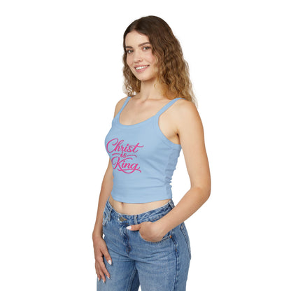 Christian Crop Tank Top "Christ is King" – Pink Script Spiritual Women’s Tank