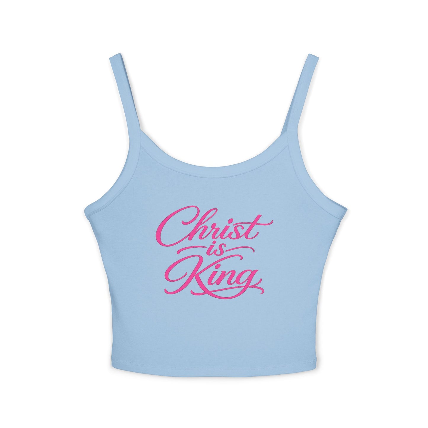 Christian Crop Tank Top "Christ is King" – Pink Script Spiritual Women’s Tank
