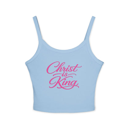 Christian Crop Tank Top "Christ is King" – Pink Script Spiritual Women’s Tank
