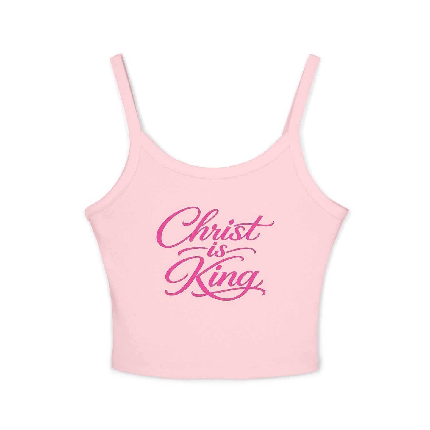 Christian Crop Tank Top "Christ is King" – Pink Script Spiritual Women’s Tank